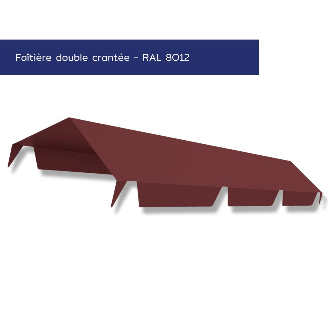 Faîtière double crantée – Toiture deux pentes – Acier prélaqué 75/100