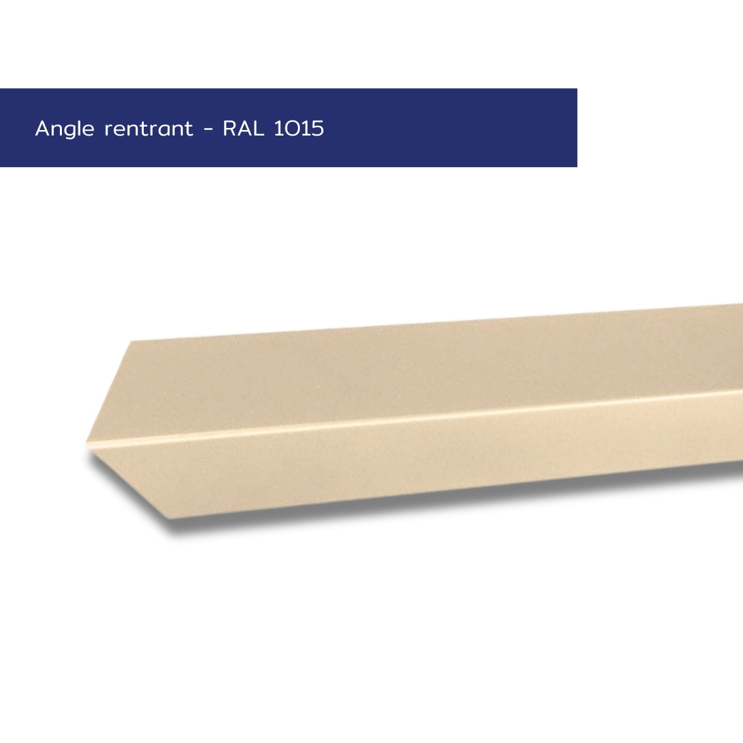 Angle rentrant – Finition intérieure bardage – Acier prélaqué 75/100