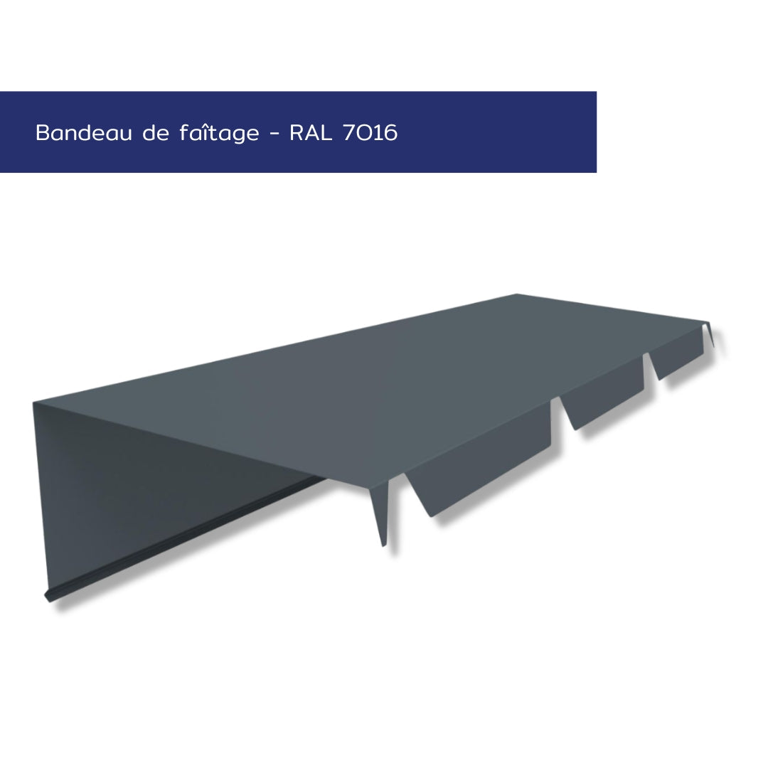 Bandeau de faîtage – Toiture une pente – Acier prélaqué 75/100