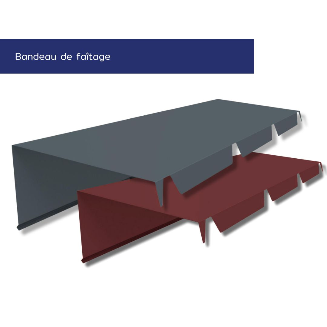 Bandeau de faîtage – Toiture une pente – Acier prélaqué 75/100
