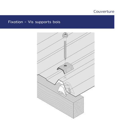 Vis autoperceuse couverture bois – Ø 6,5 x 100 mm – Étanchéité EPDM