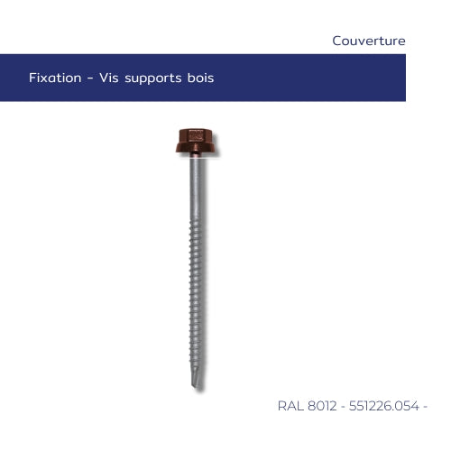 Vis autoperceuse couverture bois – Ø 6,5 x 100 mm – Étanchéité EPDM