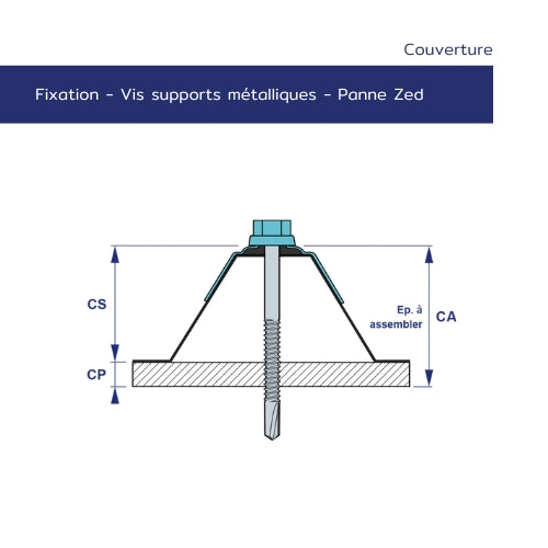 Vis autoperceuse couverture métal – Ø 6,3 x 75 mm – Fine épaisseur