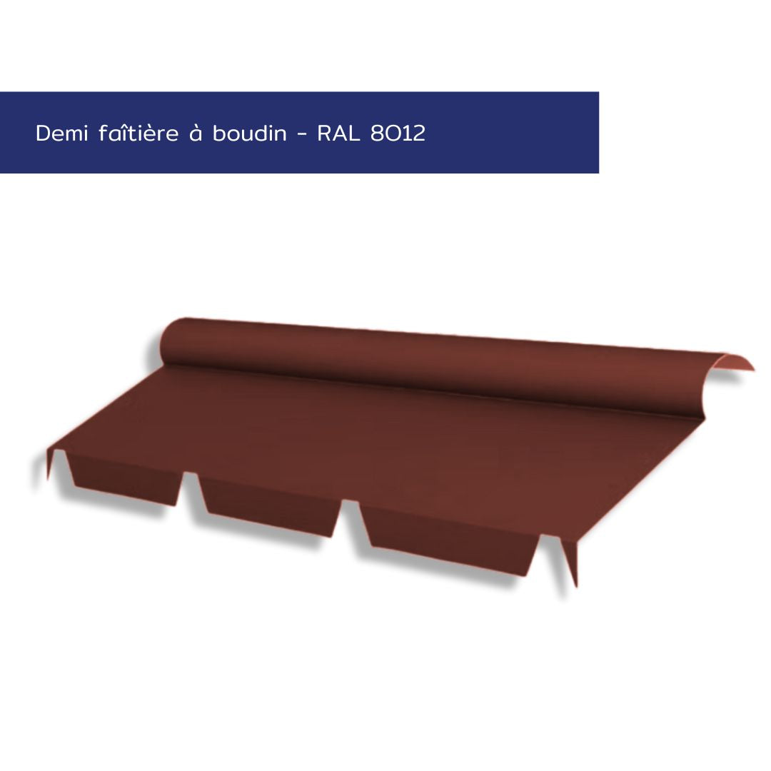 Demi faîtière à boudin – Faîtage toiture – Acier prélaqué 75/100