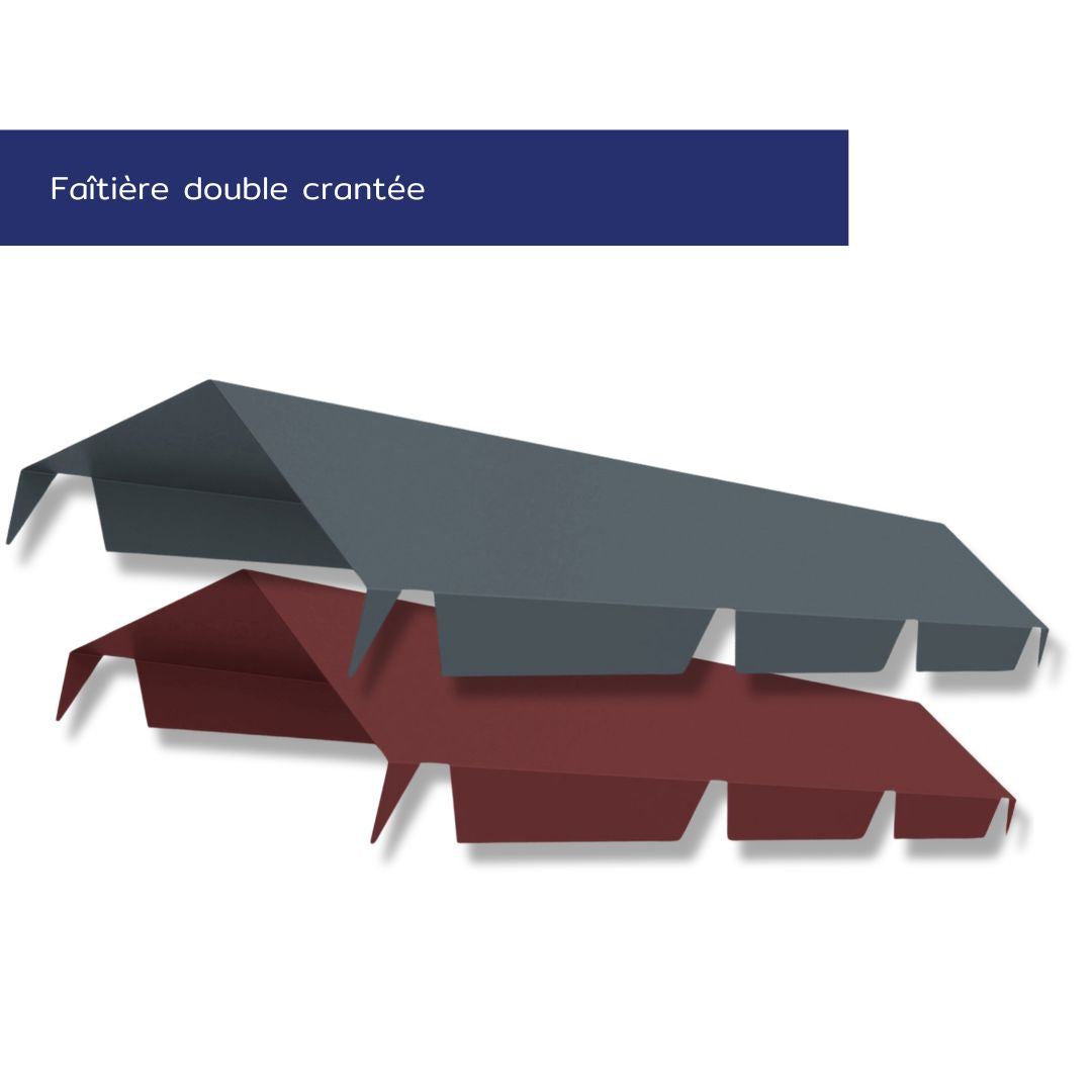 Faîtière double crantée – Toiture deux pentes – Acier prélaqué 75/100