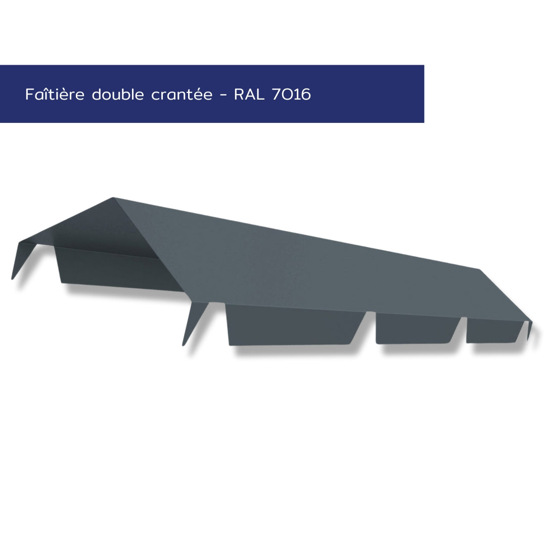 Faîtière double crantée – Toiture deux pentes – Acier prélaqué 75/100