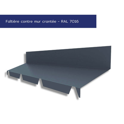 Faîtière contre-mur crantée – Étanchéité toiture / mur – Acier prélaqué 75/100
